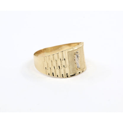 14K Yellow Gold Diamond Cut Saint Jude Ring