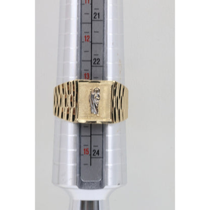 14K Yellow Gold Diamond Cut Saint Jude Ring