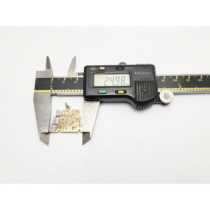 14K Two Tone Gold " LIVE LOVE LAUGH " Diamond Charm Pendant