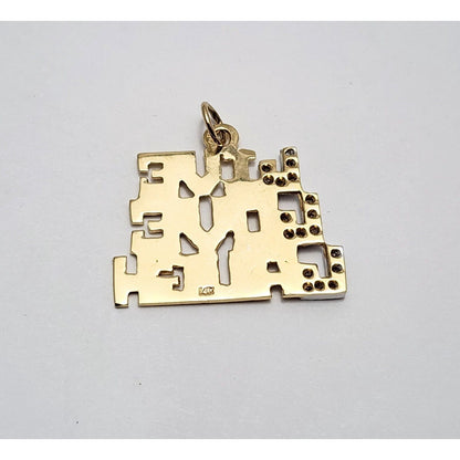 14K Two Tone Gold " LIVE LOVE LAUGH " Diamond Charm Pendant