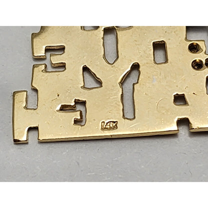 14K Two Tone Gold " LIVE LOVE LAUGH " Diamond Charm Pendant