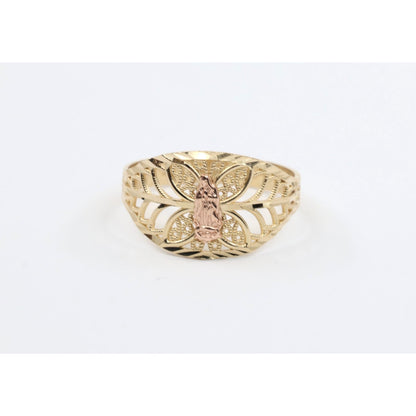 14K Two Tone Gold Virgin Saint Mary Filigree Ring