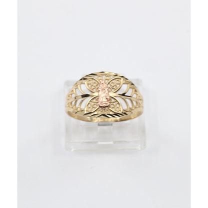 14K Two Tone Gold Virgin Saint Mary Filigree Ring
