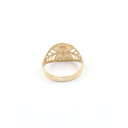 14K Two Tone Gold Virgin Saint Mary Filigree Ring