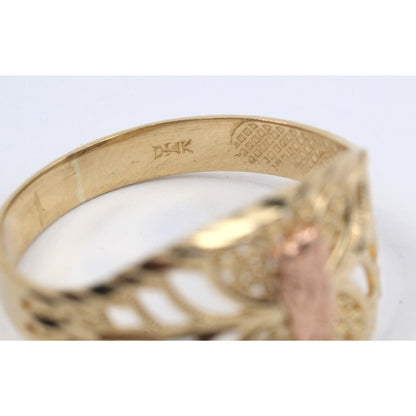 14K Two Tone Gold Virgin Saint Mary Filigree Ring