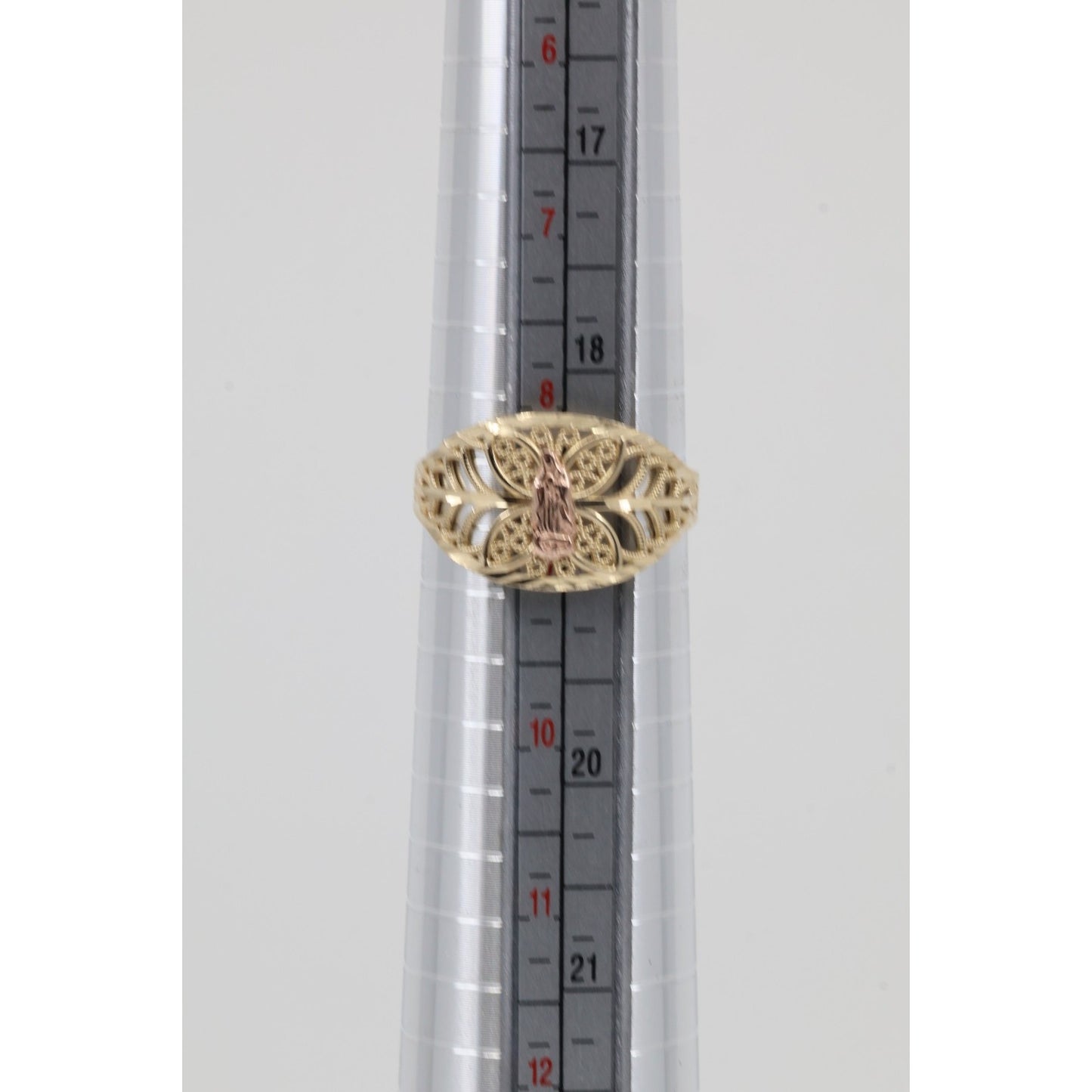 14K Two Tone Gold Virgin Saint Mary Filigree Ring