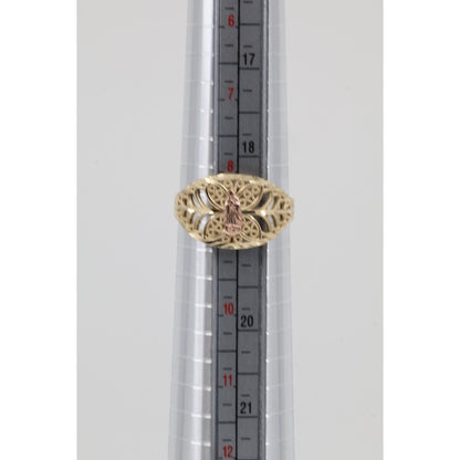 14K Two Tone Gold Virgin Saint Mary Filigree Ring