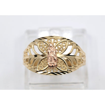14K Two Tone Gold Virgin Saint Mary Filigree Ring