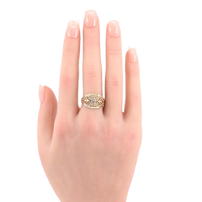 14K Two Tone Gold Virgin Saint Mary Filigree Ring