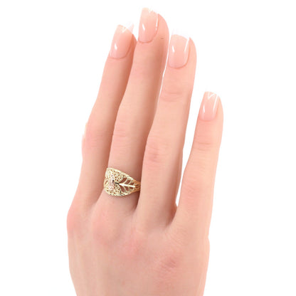 14K Two Tone Gold Virgin Saint Mary Filigree Ring