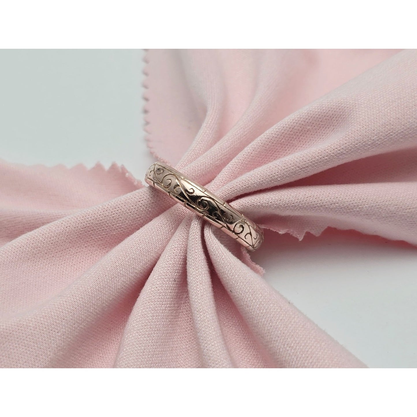 14K Rose Gold Textured Wedding Ring Band