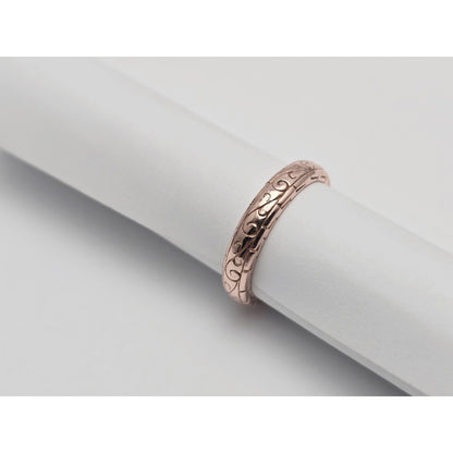 14K Rose Gold Textured Wedding Ring Band