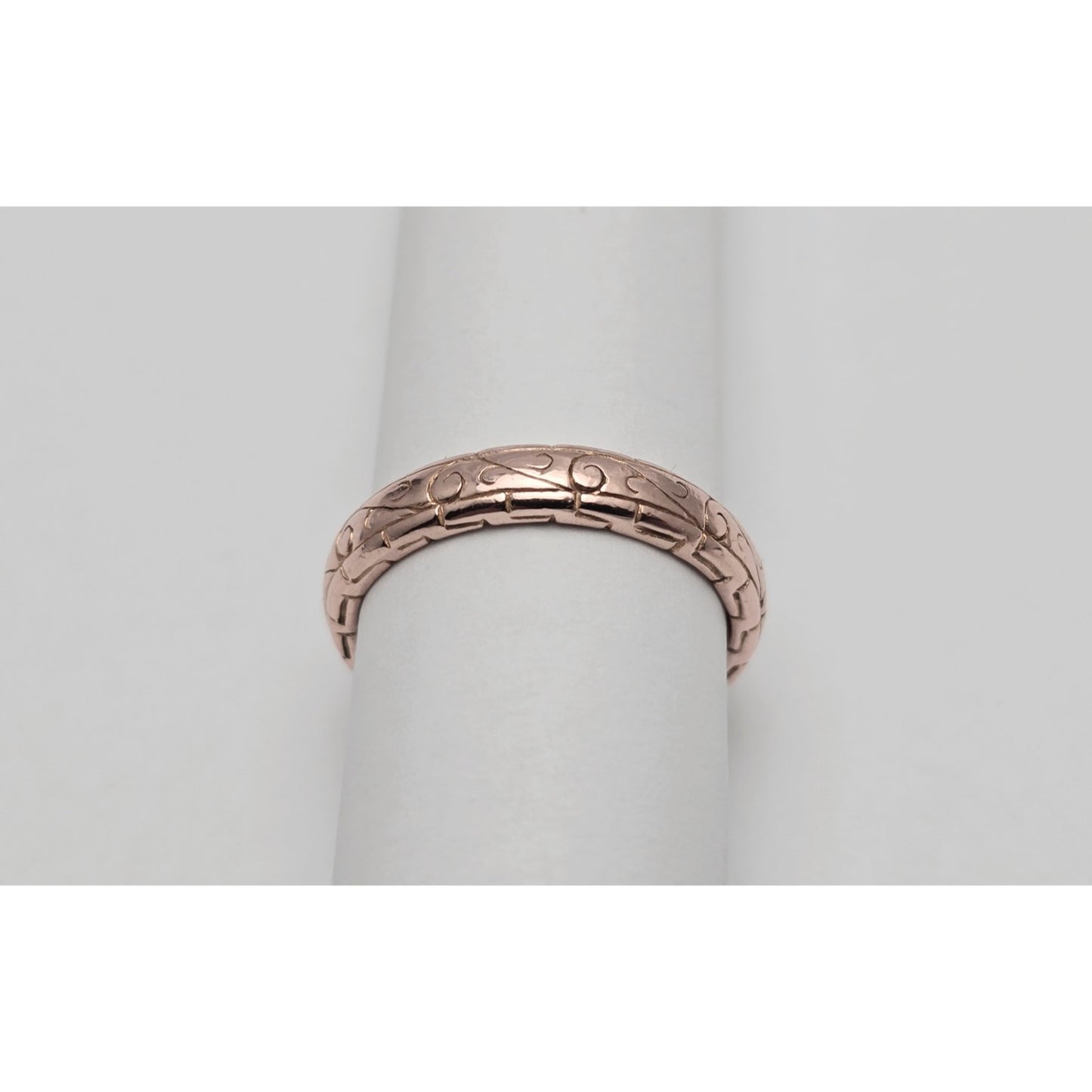 14K Rose Gold Textured Wedding Ring Band