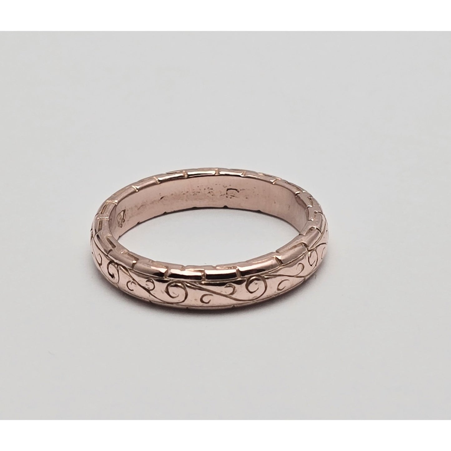 14K Rose Gold Textured Wedding Ring Band