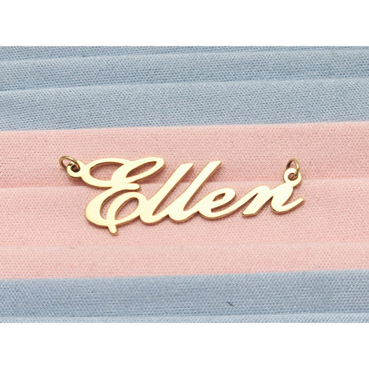 14K Yellow Gold Name Initial " Ellen " Charm Pendant