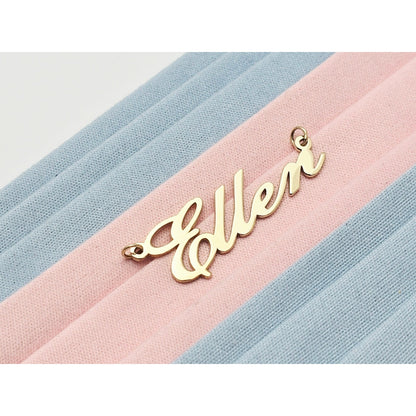 14K Yellow Gold Name Initial " Ellen " Charm Pendant