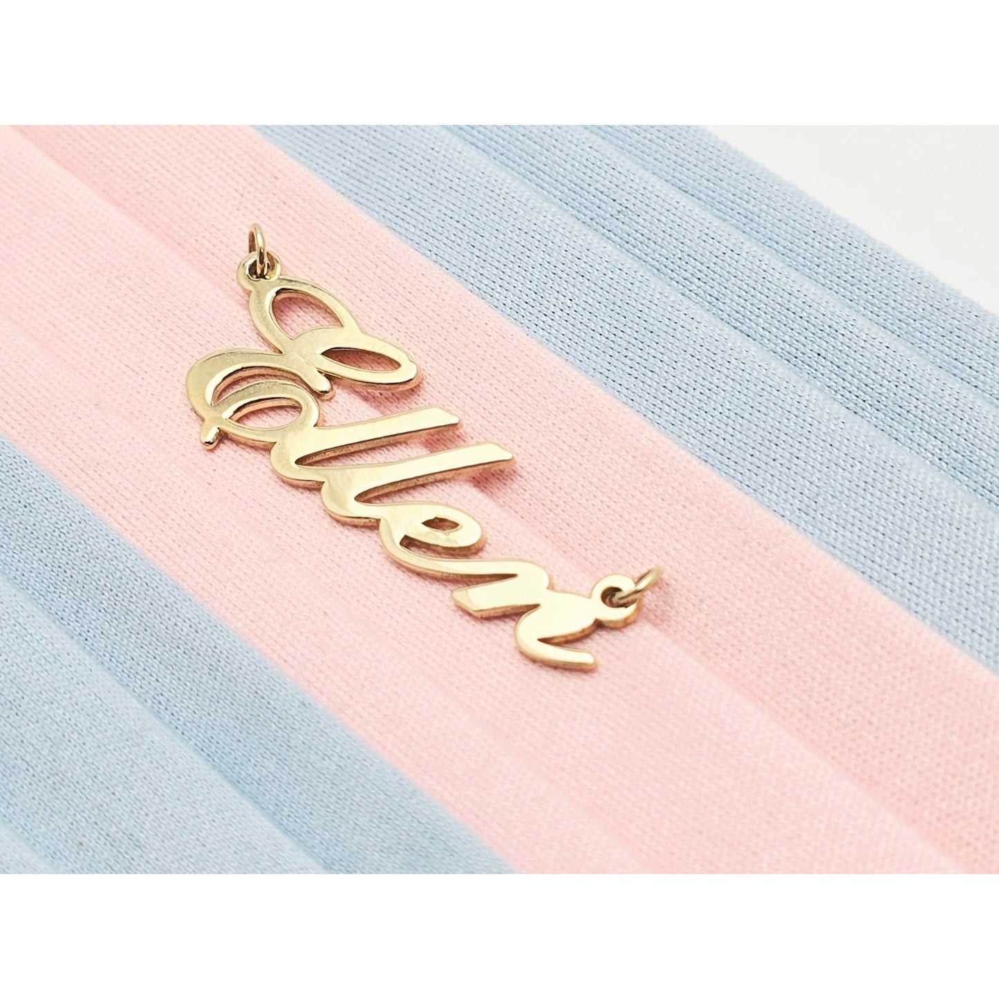 14K Yellow Gold Name Initial " Ellen " Charm Pendant