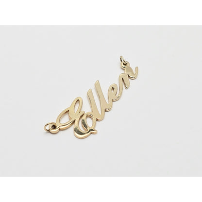 14K Yellow Gold Name Initial " Ellen " Charm Pendant