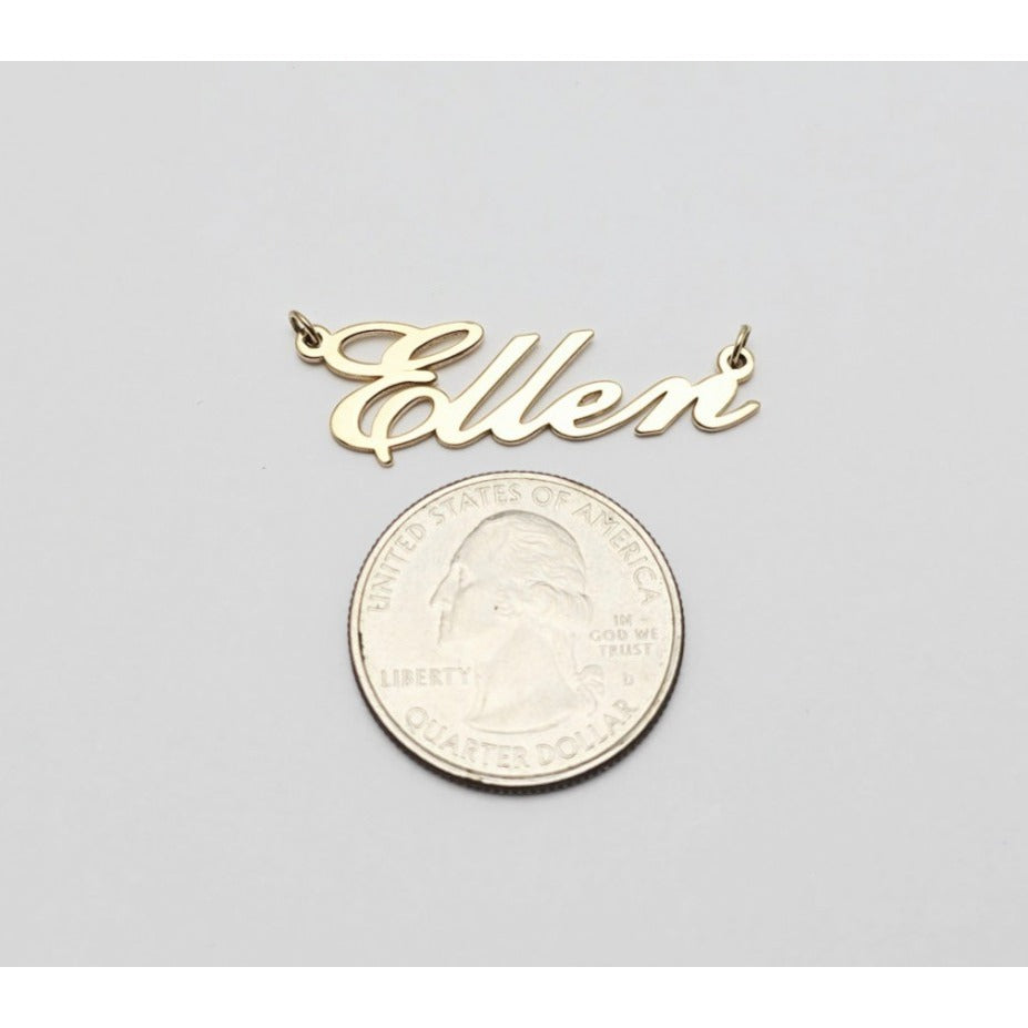 14K Yellow Gold Name Initial " Ellen " Charm Pendant