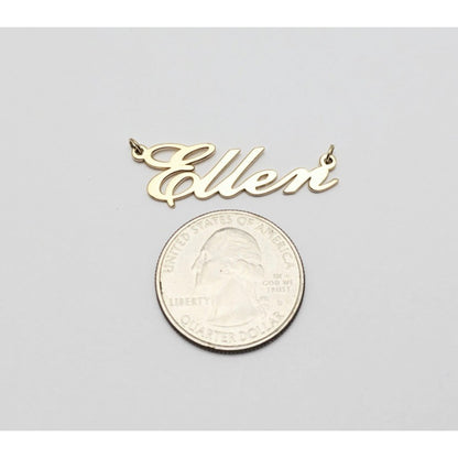 14K Yellow Gold Name Initial " Ellen " Charm Pendant