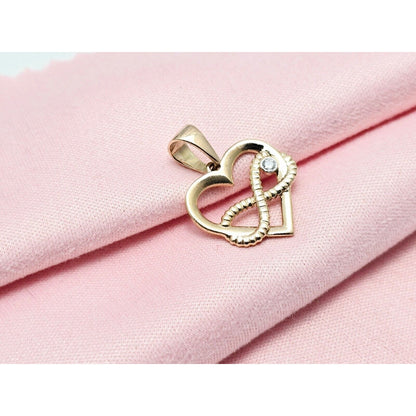 14K Rose Gold Open Heart Infinity CZ Charm Pendant