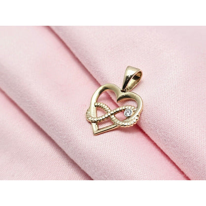 14K Rose Gold Open Heart Infinity CZ Charm Pendant