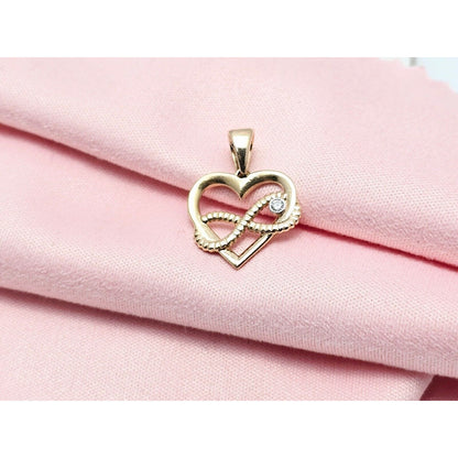 14K Rose Gold Open Heart Infinity CZ Charm Pendant