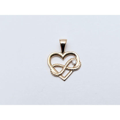 14K Rose Gold Open Heart Infinity CZ Charm Pendant
