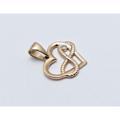 14K Rose Gold Open Heart Infinity CZ Charm Pendant