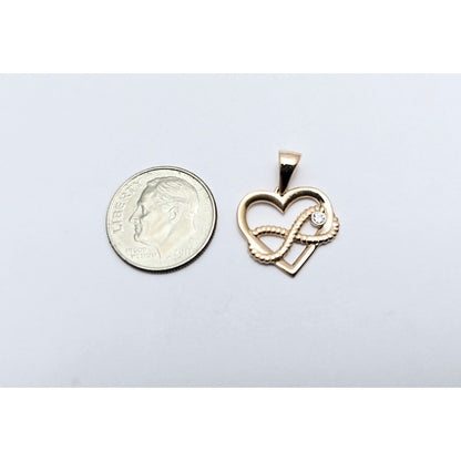 14K Rose Gold Open Heart Infinity CZ Charm Pendant