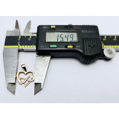 14K Rose Gold Open Heart Infinity CZ Charm Pendant