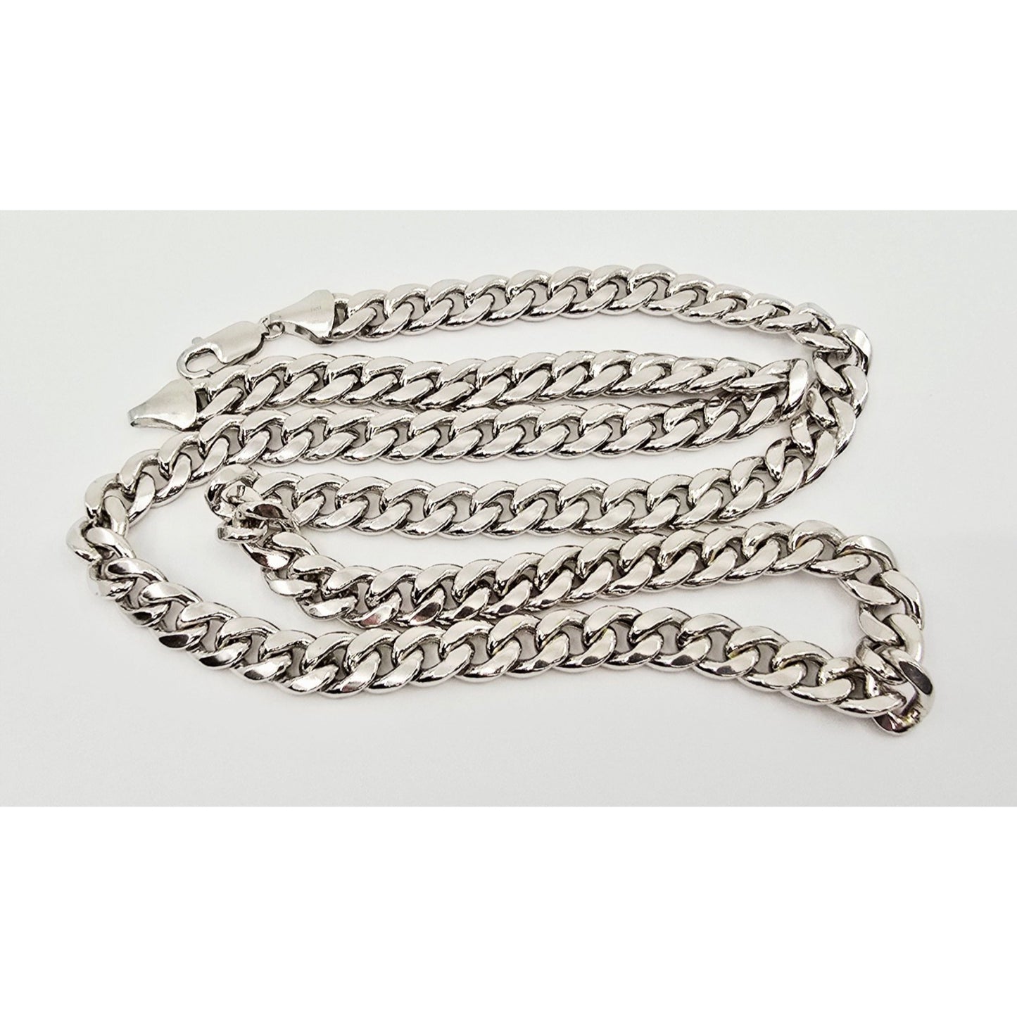 14K White Gold Cuban Link Chain Necklace