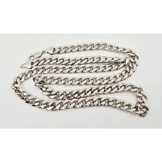 14K White Gold Cuban Link Chain Necklace