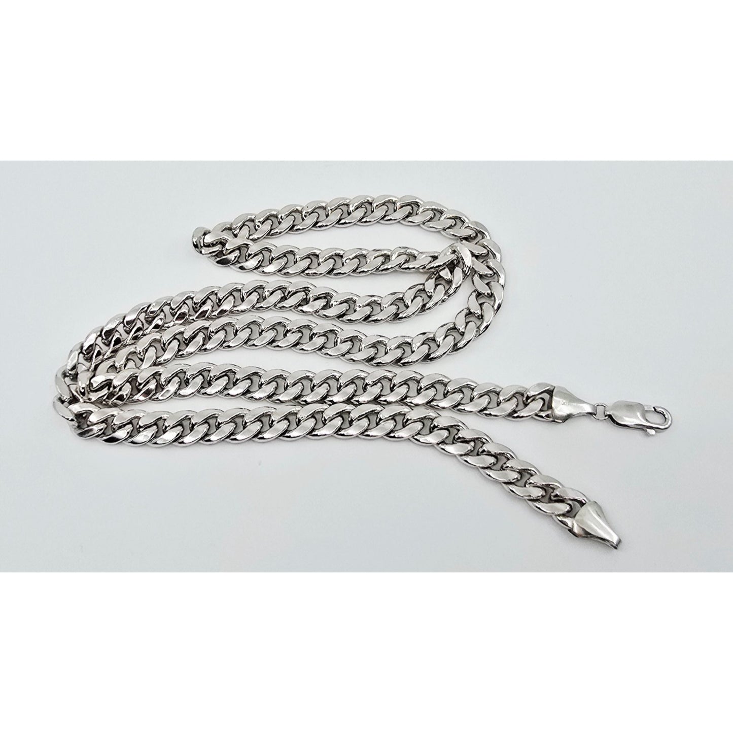 14K White Gold Cuban Link Chain Necklace