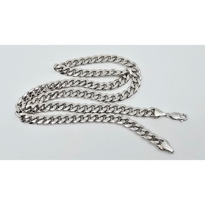14K White Gold Cuban Link Chain Necklace
