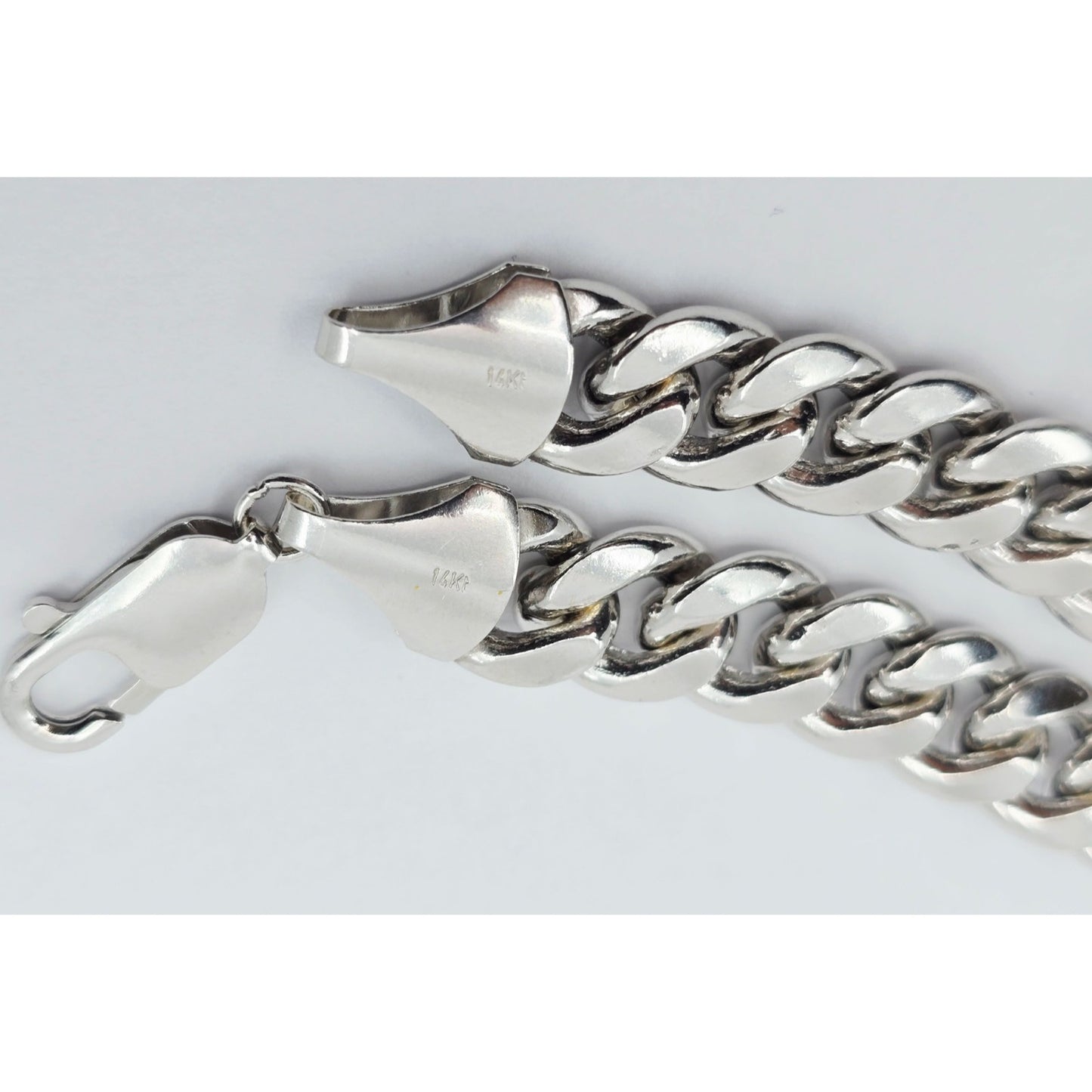 14K White Gold Cuban Link Chain Necklace