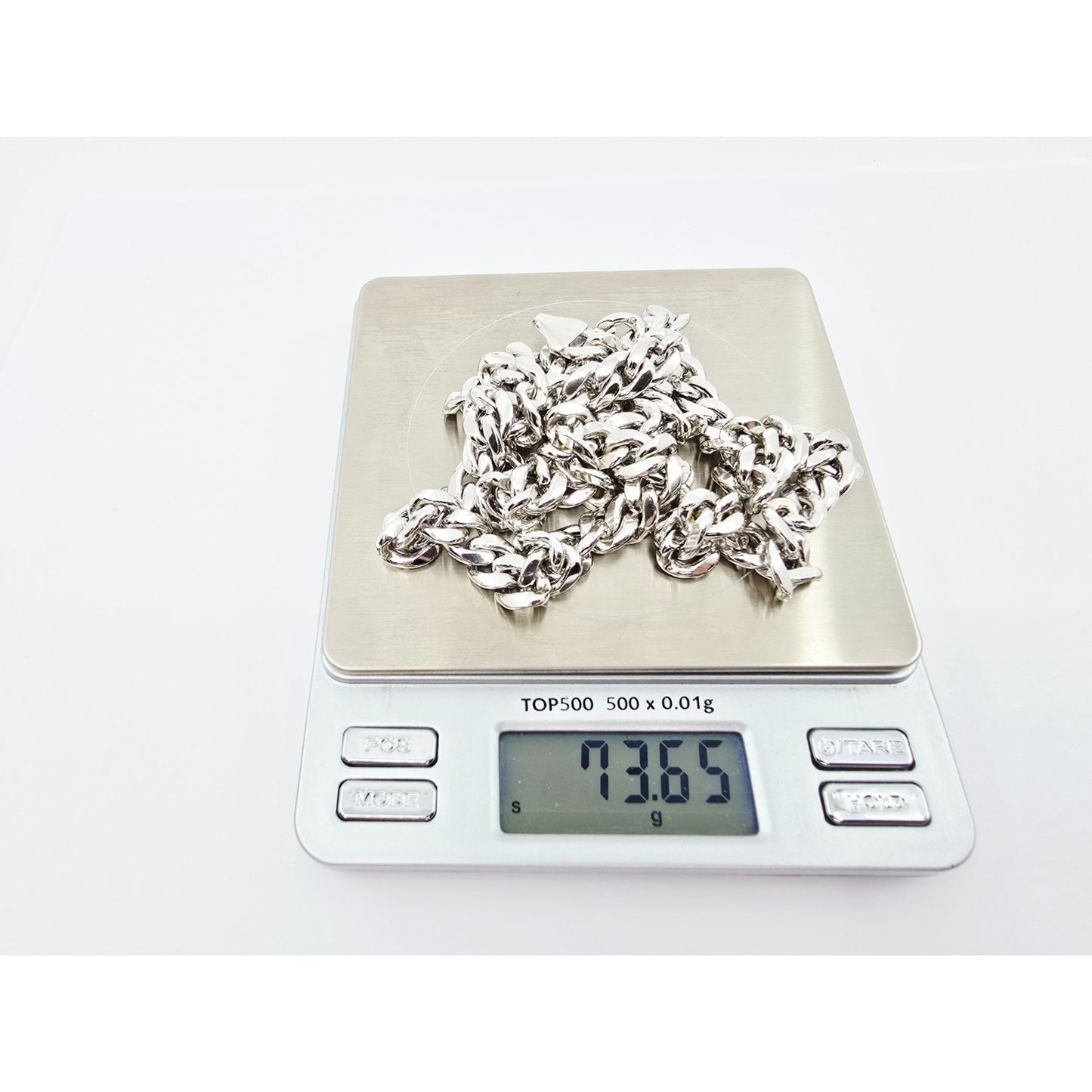 14K White Gold Cuban Link Chain Necklace