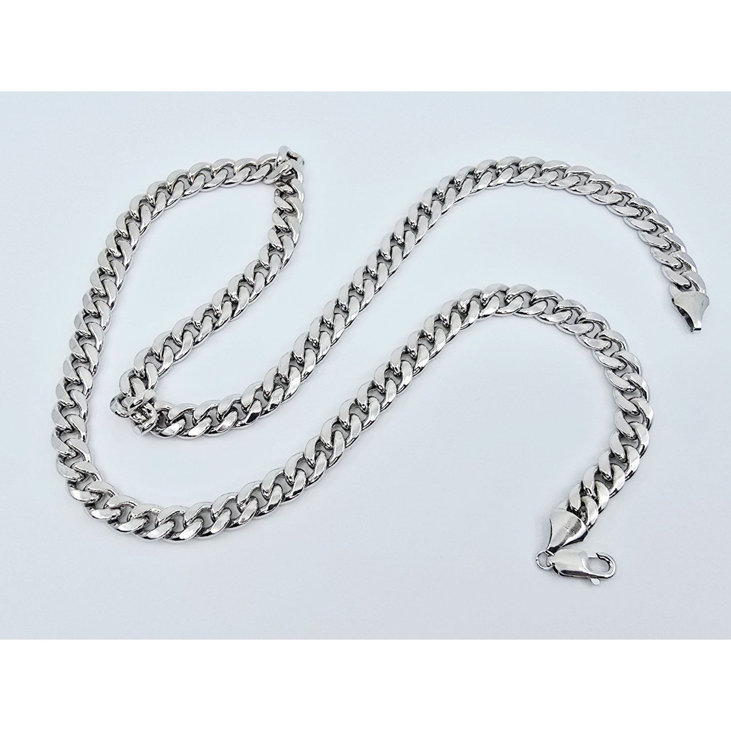 14K White Gold Cuban Link Chain Necklace