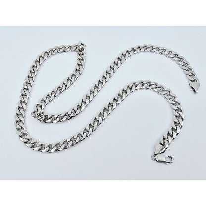 14K White Gold Cuban Link Chain Necklace