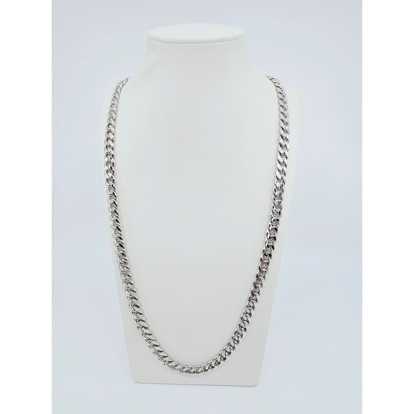 14K White Gold Cuban Link Chain Necklace