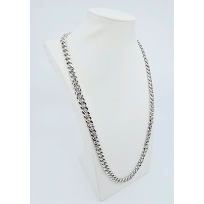 14K White Gold Cuban Link Chain Necklace
