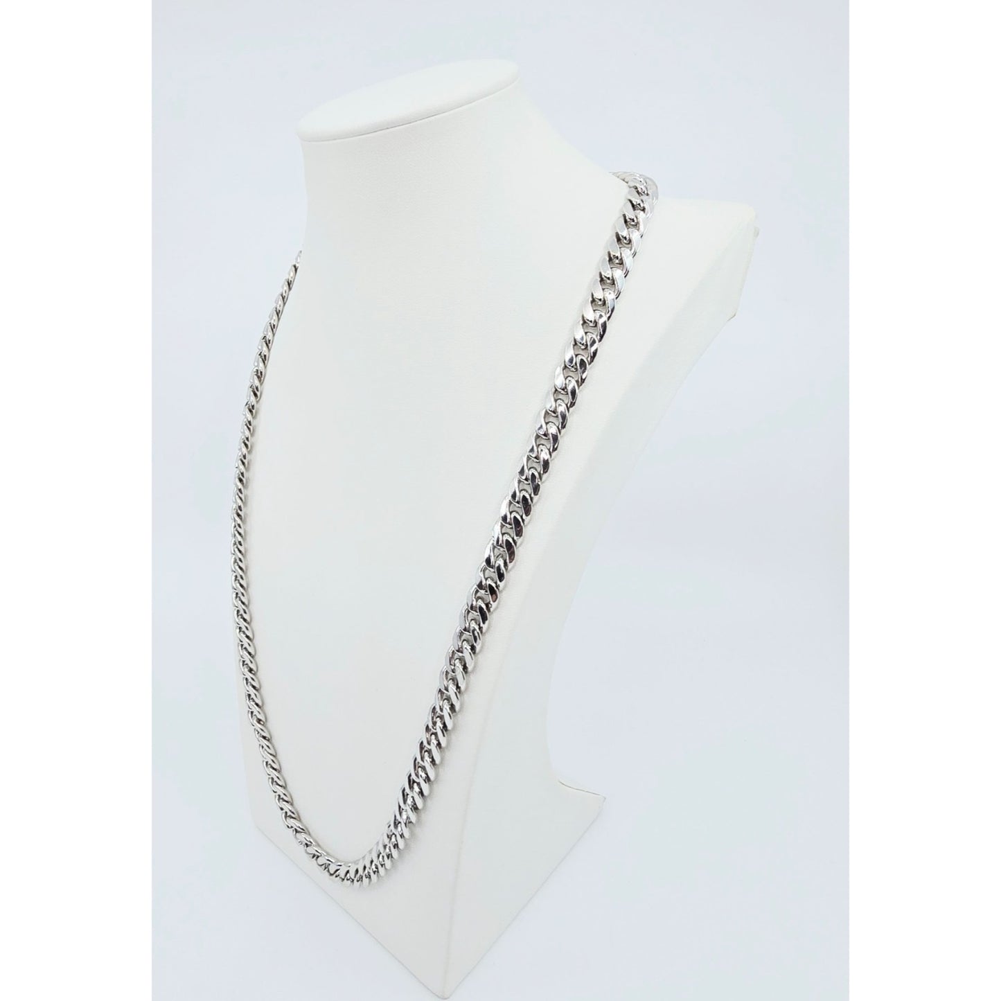 14K White Gold Cuban Link Chain Necklace