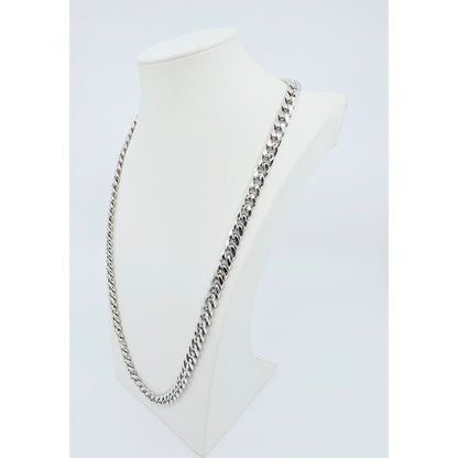 14K White Gold Cuban Link Chain Necklace