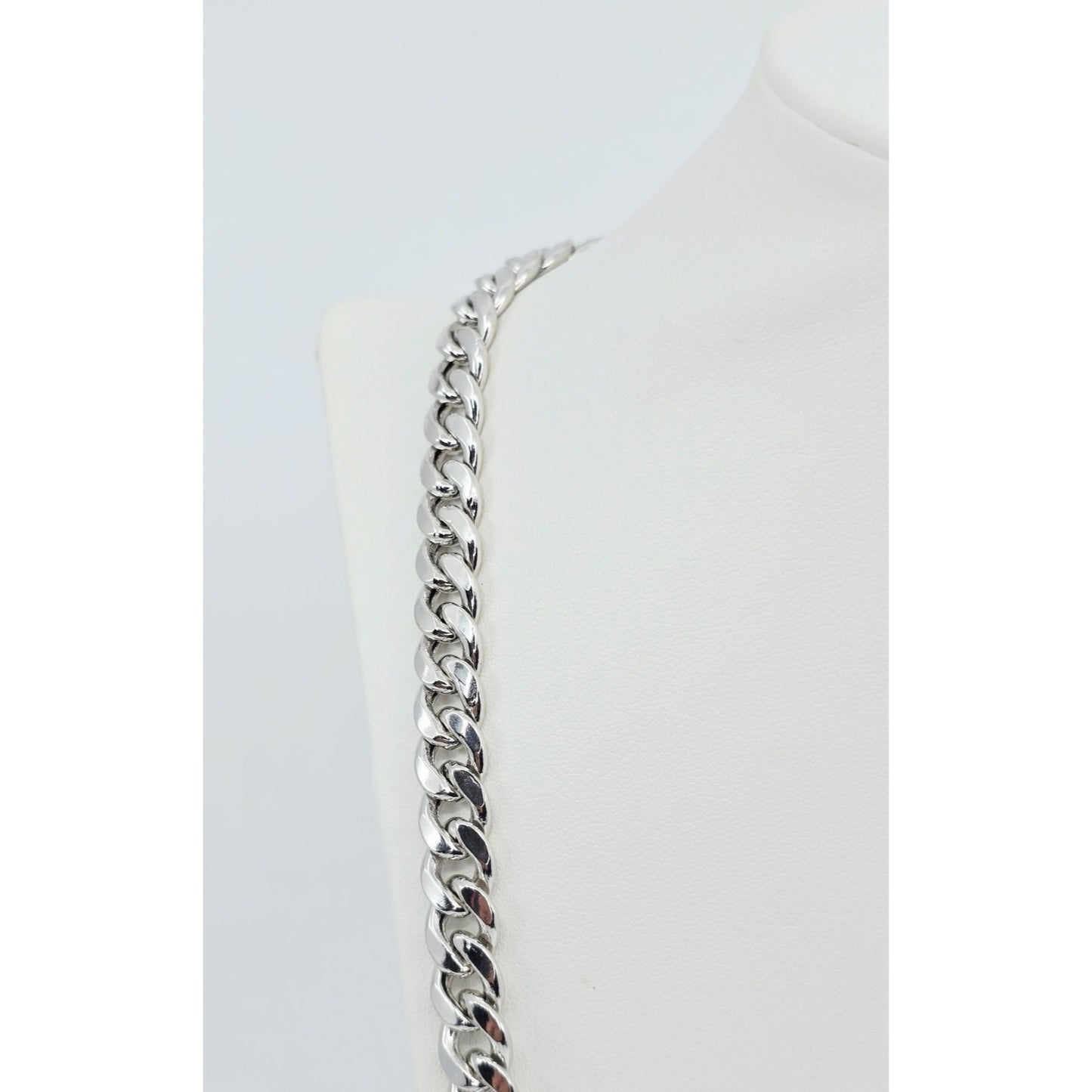 14K White Gold Cuban Link Chain Necklace