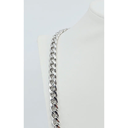 14K White Gold Cuban Link Chain Necklace