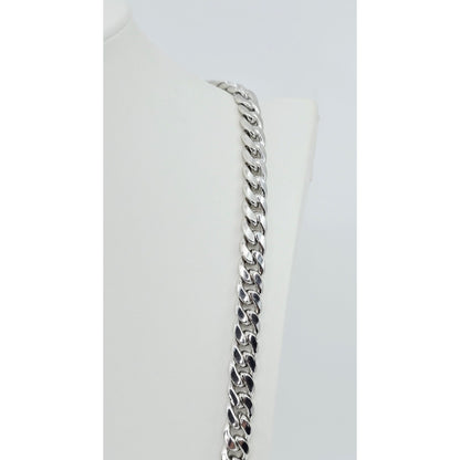 14K White Gold Cuban Link Chain Necklace
