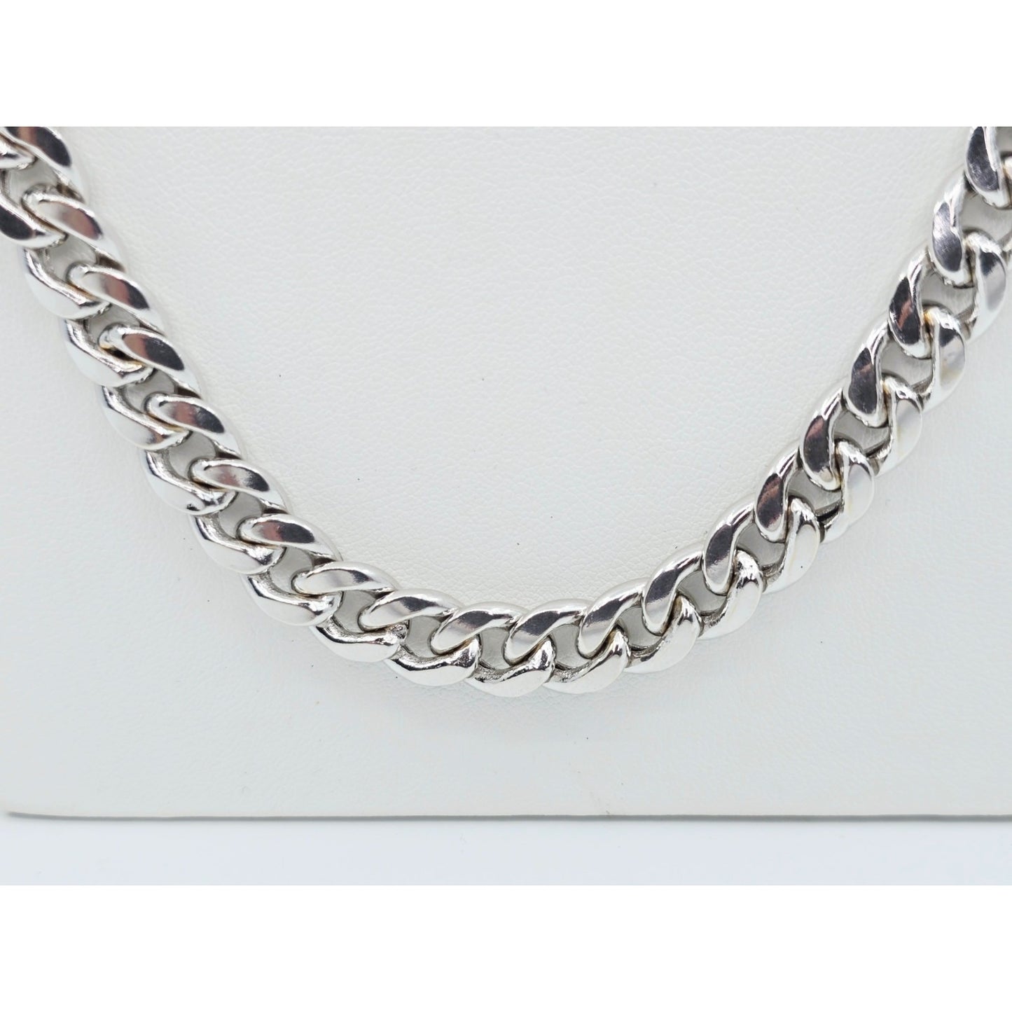 14K White Gold Cuban Link Chain Necklace