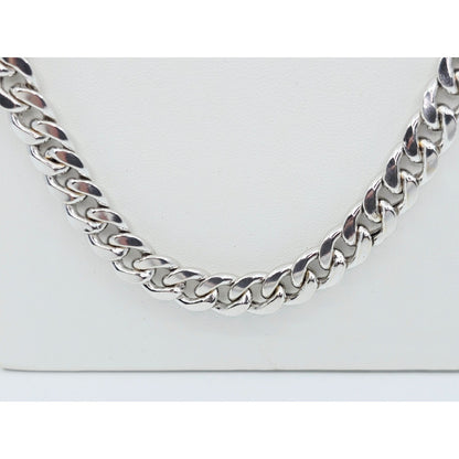 14K White Gold Cuban Link Chain Necklace
