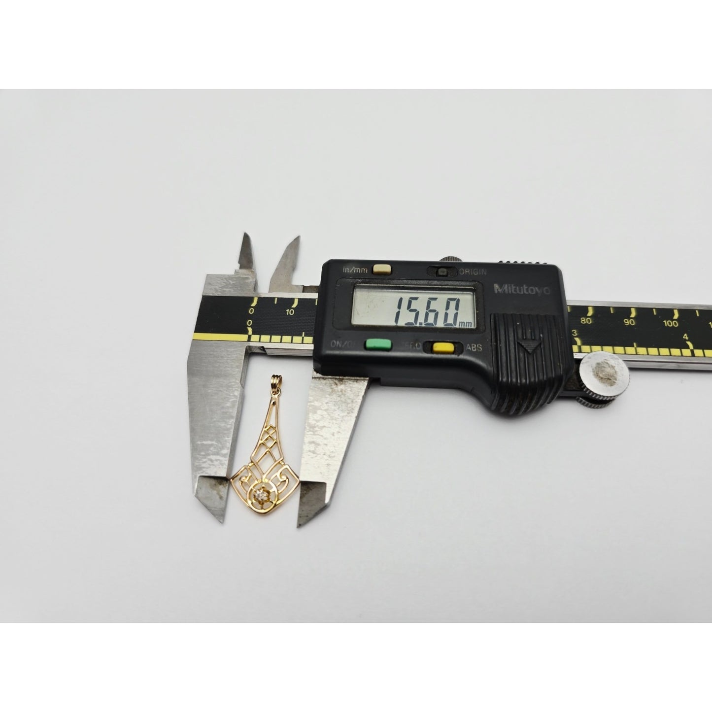 10K Yellow Gold Art Deco Diamond Pendant Charm