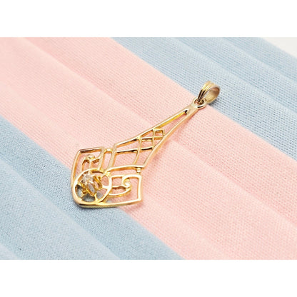 10K Yellow Gold Art Deco Diamond Pendant Charm
